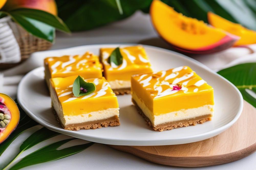 Delicious Mango And Passionfruit Cheesecake Bars: A Tropical Dessert Recipe